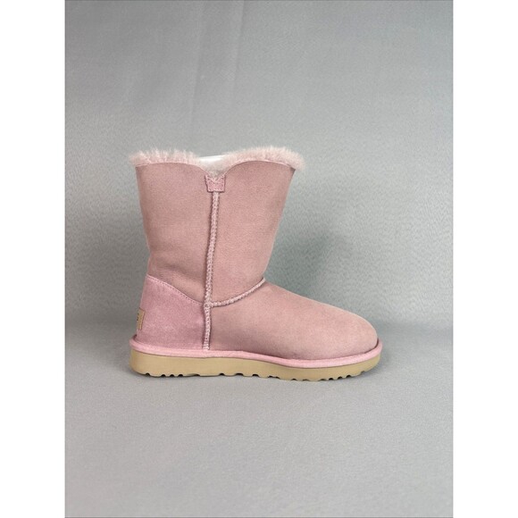 Women's UGG Boots Size 7 Bailey Zip Short Pink Shell Suede Wool Sold Out Color - Picture 4 of 16